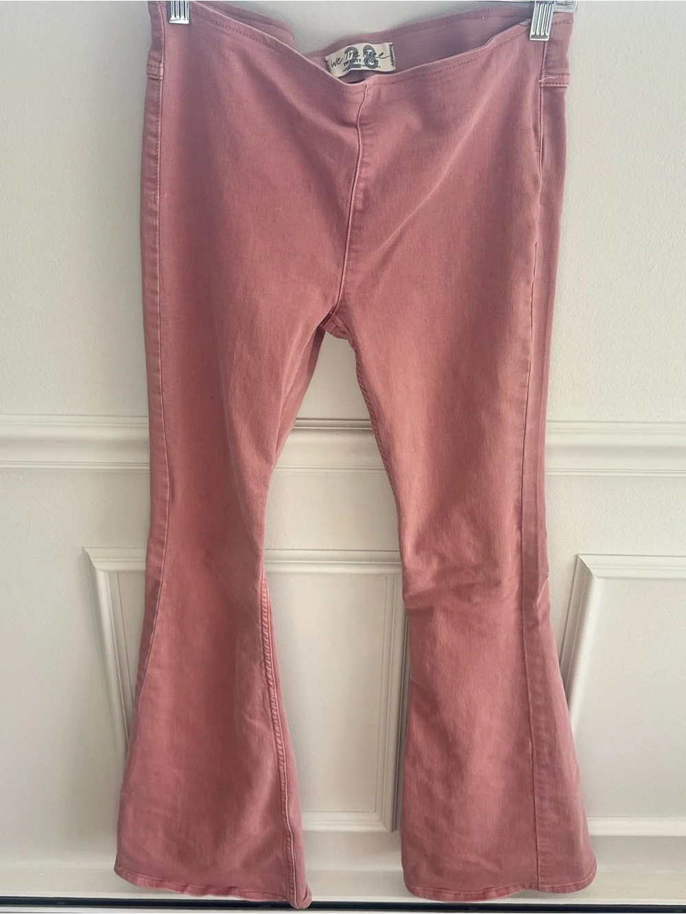 Free People We The Free Penny Pull-On Flare Jeans Clay Rose Pink Sz 28